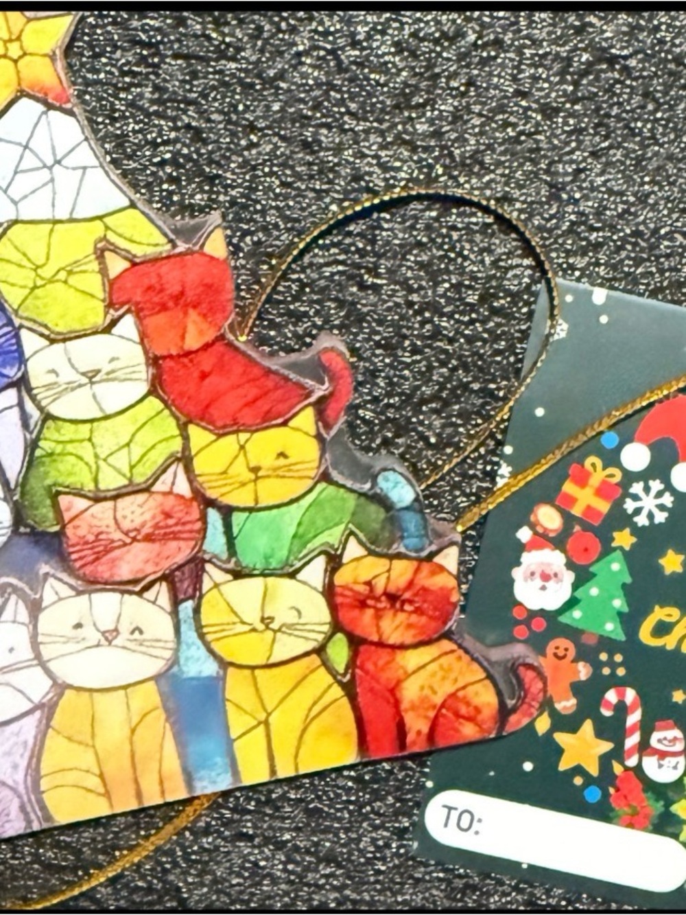 Source Unknown Multicolor Stained-Glass (look)Cat Ornament